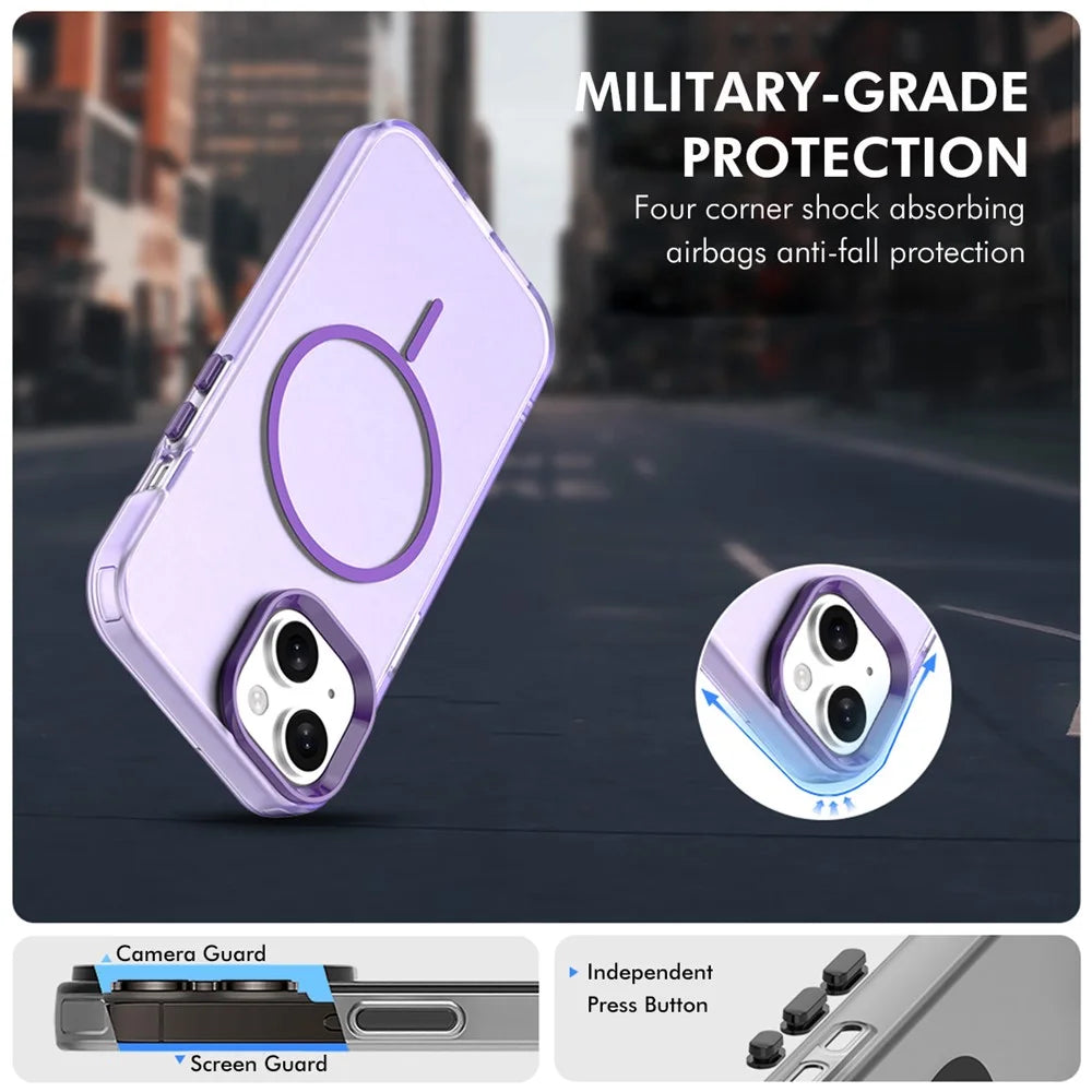 ENKAY HAT PRINCE For iPhone 15 Case with 9H Tempered Glass PC Magnetic Phone Cover + Aluminium Alloy Camera Lens Protector Compatible with MagSafe - Purple - 5