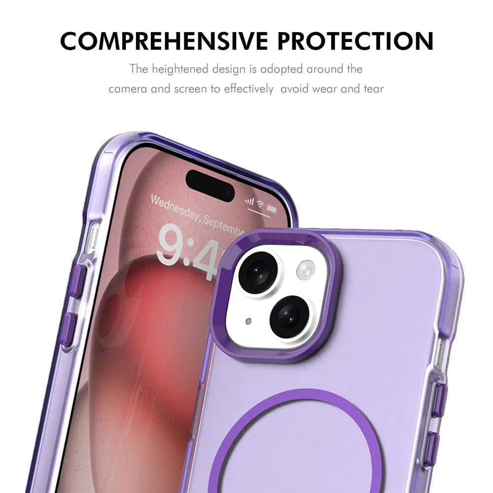 ENKAY HAT PRINCE For iPhone 14 Case with 9H Tempered Glass PC Magnetic Phone Cover + Aluminium Alloy Camera Lens Protector Compatible with MagSafe - Purple - 4