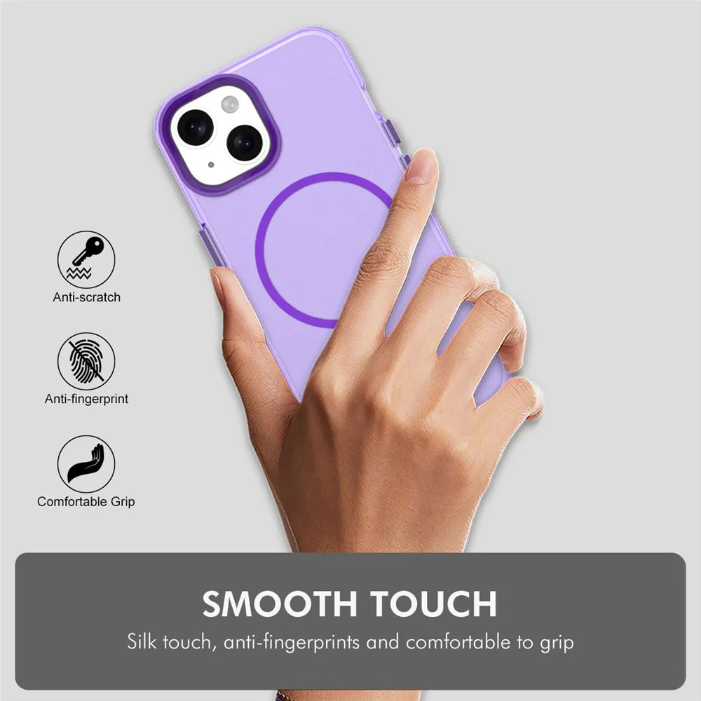 ENKAY HAT PRINCE For iPhone 14 Case with 9H Tempered Glass PC Magnetic Phone Cover + Aluminium Alloy Camera Lens Protector Compatible with MagSafe - Purple - 6