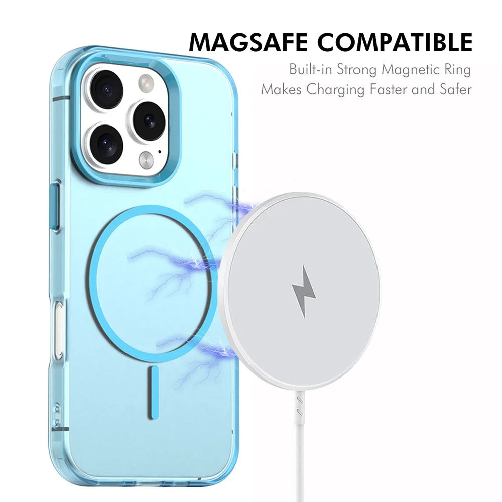 ENKAY HAT PRINCE For iPhone 14 Pro Case with 9H Tempered Glass PC Magnetic Phone Cover + Aluminium Alloy Camera Lens Protector Compatible with MagSafe - Blue - 3