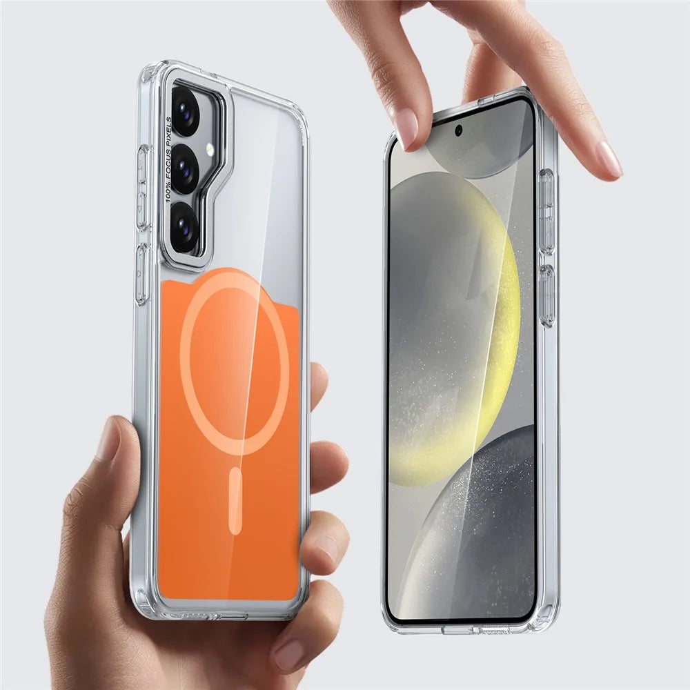 For Samsung Galaxy S26 Magnetic Case TPU Acrylic Phone Back Cover - Orange - 5