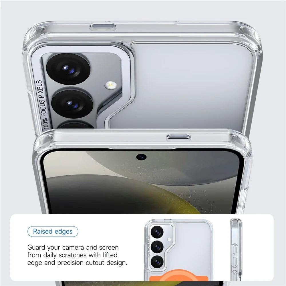 For Samsung Galaxy S25+ Magnetic Case TPU Acrylic Phone Back Cover - Orange - 4
