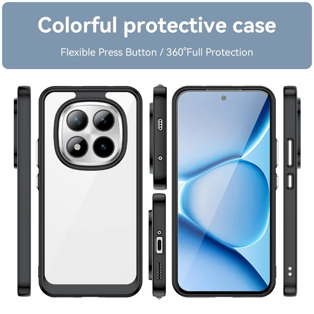 WANLONFENG For Xiaomi Redmi Note 15 Pro+ 5G (Global) / Xiaomi Poco M8 Pro 5G Phone Case  XC Series TPU Acrylic Cover with Tempered Glass (Big Lens Hole) - Black - 3