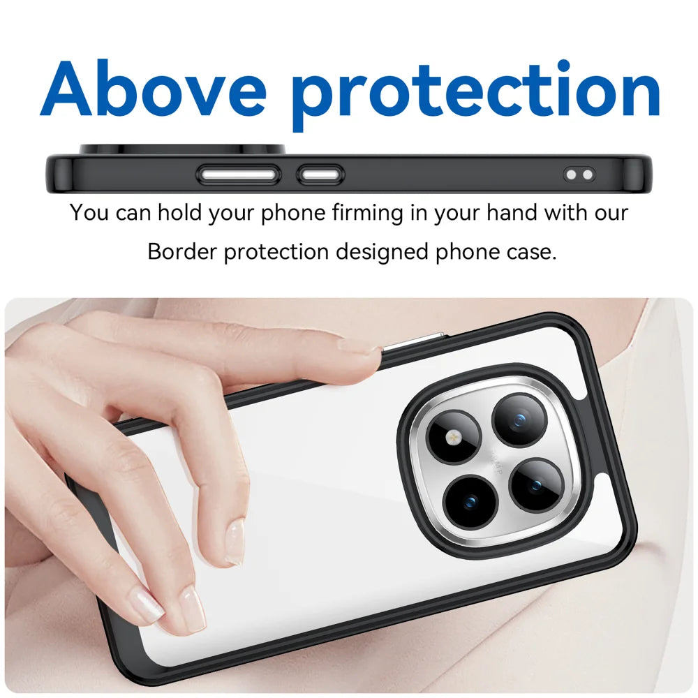 WANLONFENG For Xiaomi Redmi Note 15 Pro+ 5G (Global) / Xiaomi Poco M8 Pro 5G Phone Case  XC Series TPU Acrylic Cover with Tempered Glass (Big Lens Hole) - Black - 5