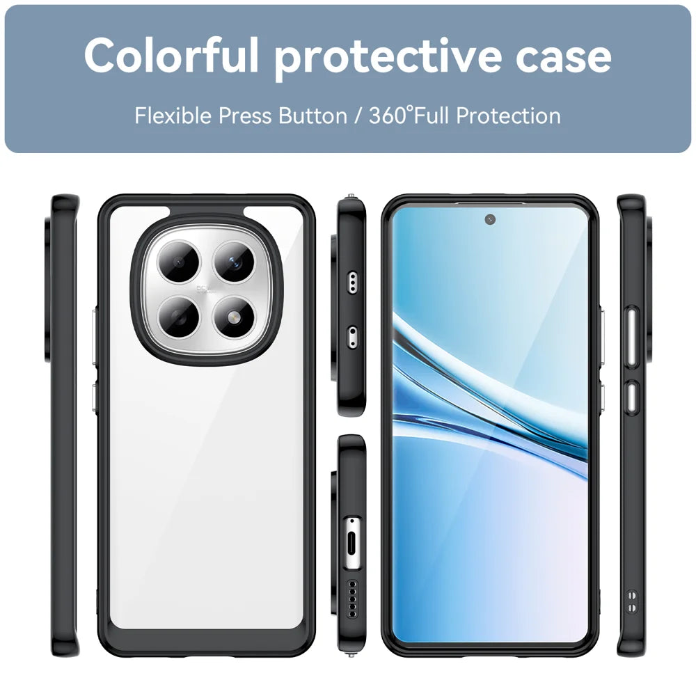 WANLONFENG For Xiaomi Redmi Note 15 5G (Global) / Xiaomi Poco M8 5G Phone Case  XC Series TPU Acrylic Cover with Tempered Glass (Big Lens Hole) - Black - 3