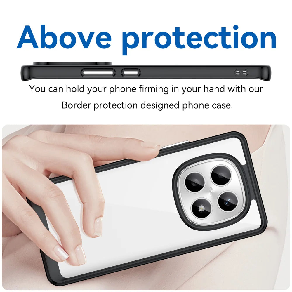 WANLONFENG For Xiaomi Redmi Note 15 5G (Global) / Xiaomi Poco M8 5G Phone Case  XC Series TPU Acrylic Cover with Tempered Glass (Big Lens Hole) - Black - 5