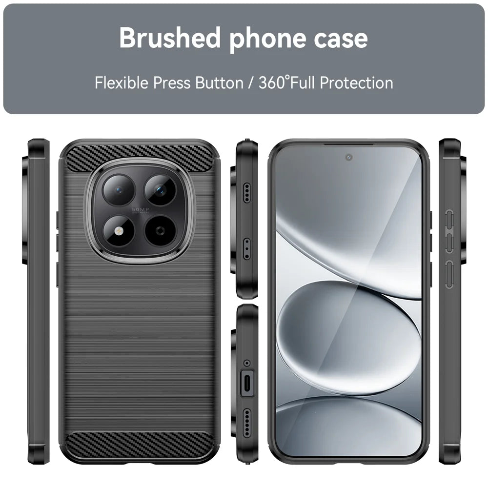 WANLONFENG For Xiaomi Redmi Note 15 Pro 5G (Global) Case with Screen Film  LS Series Big Lens Hole Brushed Texture TPU Phone Cover - Black - 3