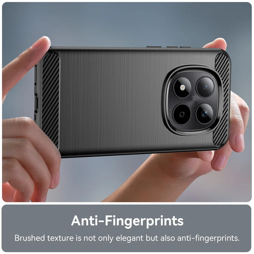 WANLONFENG For Xiaomi Redmi Note 15 Pro 5G (Global) Case with Screen Film  LS Series Big Lens Hole Brushed Texture TPU Phone Cover - Black - 6