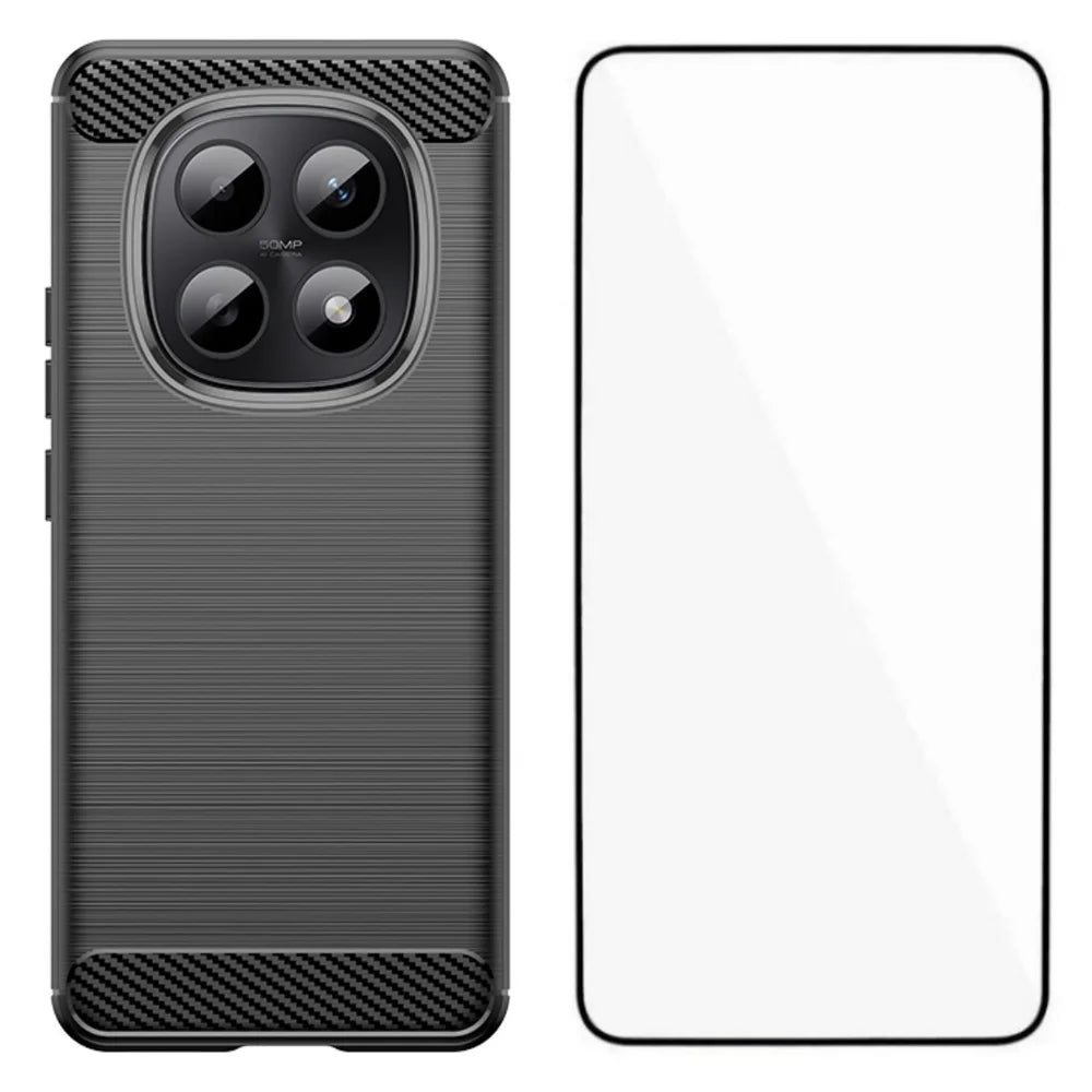 WANLONFENG For Xiaomi Poco M8 5G / Xiaomi Redmi Note 15 5G (Global) Case with Screen Film  LS Series Big Lens Hole Brushed Texture TPU Phone Cover - Black - 1