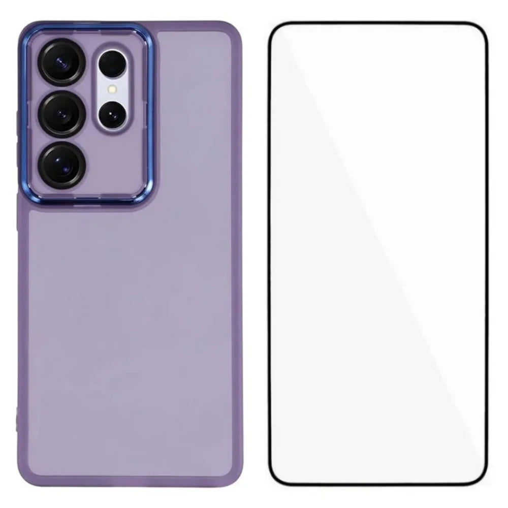 WANLONFENG For Samsung Galaxy S26 Ultra TPU Case  DKSM Series Electroplated Frame Back Cover with Tempered Glass - Purple - 1