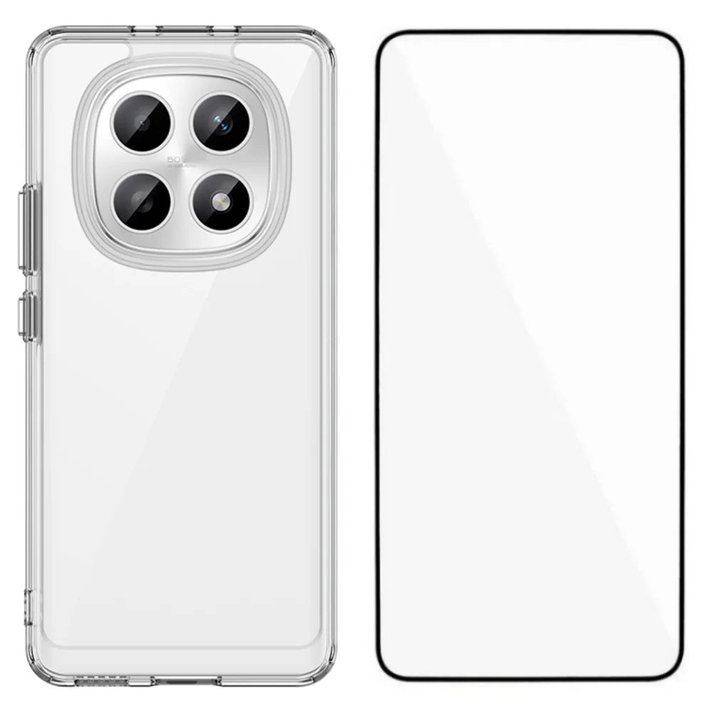 WANLONFENG For Xiaomi Redmi Note 15 Pro 4G (Global) Case  MF Series TPU Acrylic Clear Phone Cover with Tempered Glass Film - Transparent - 1
