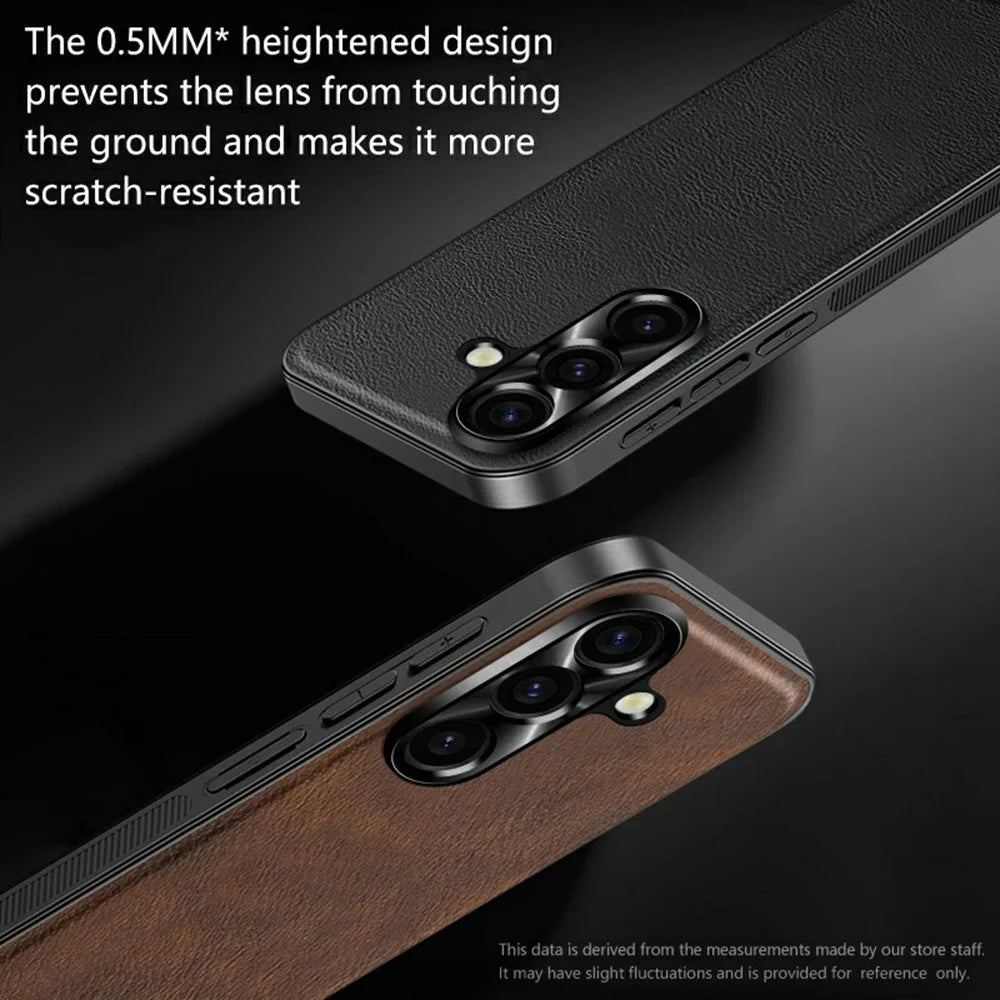 For Samsung Galaxy A37 5G Case PU + TPU + PC Phone Back Cover with Metal Lens Frame - Black - 5