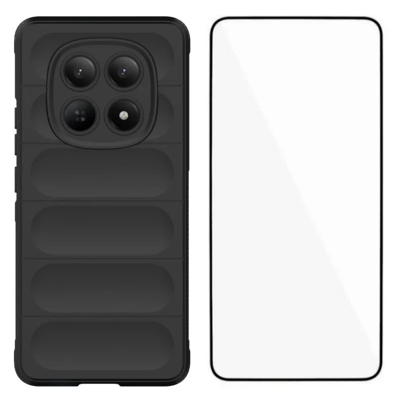 WANLONFENG For Xiaomi Redmi Note 15 Pro 4G (Global) TPU Case  HD Series Anti Slip Phone Cover with Tempered Glass - Black - 1