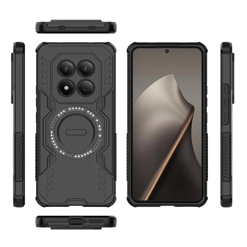 WANLONFENG For Xiaomi Redmi Note 15 Pro 5G (Global) Magnetic Case  DJ Series PC TPU Phone Cover with 2Pcs Tempered Glass Film - Black - 2