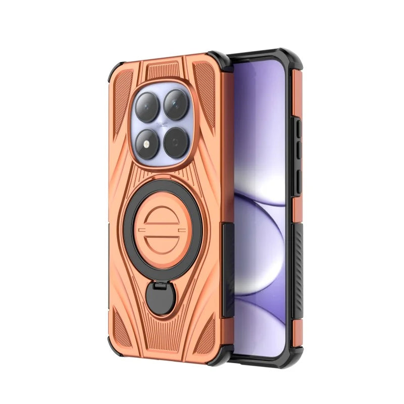 WANLONFENG For Xiaomi Redmi Note 15 Pro 5G (Global)  XH Series Kickstand Case with Screen Film, Drop Proof PC TPU Phone Cover - Orange - 2