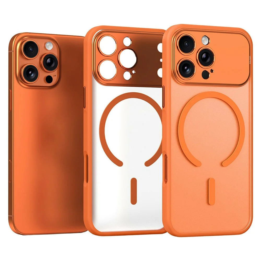 SULADA For iPhone 16 Pro Magnetic Phone Case Transfer to 17 Pro PC TPU Cell Phone Cover - Orange - 1