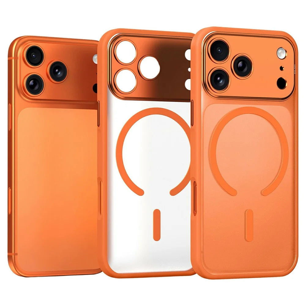 SULADA For iPhone 17 Pro Max Magnetic Phone Case PC TPU Cell Phone Back Cover Compatible with MagSafe - Orange - 1