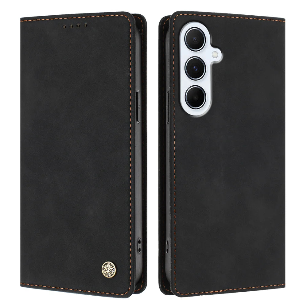For Samsung Galaxy A18 5G / A18 4G / A17 5G / A17 4G / A26 5G Case HX RFID Blocking Wallet Stand Leather Flip Phone Cover - Black - 1