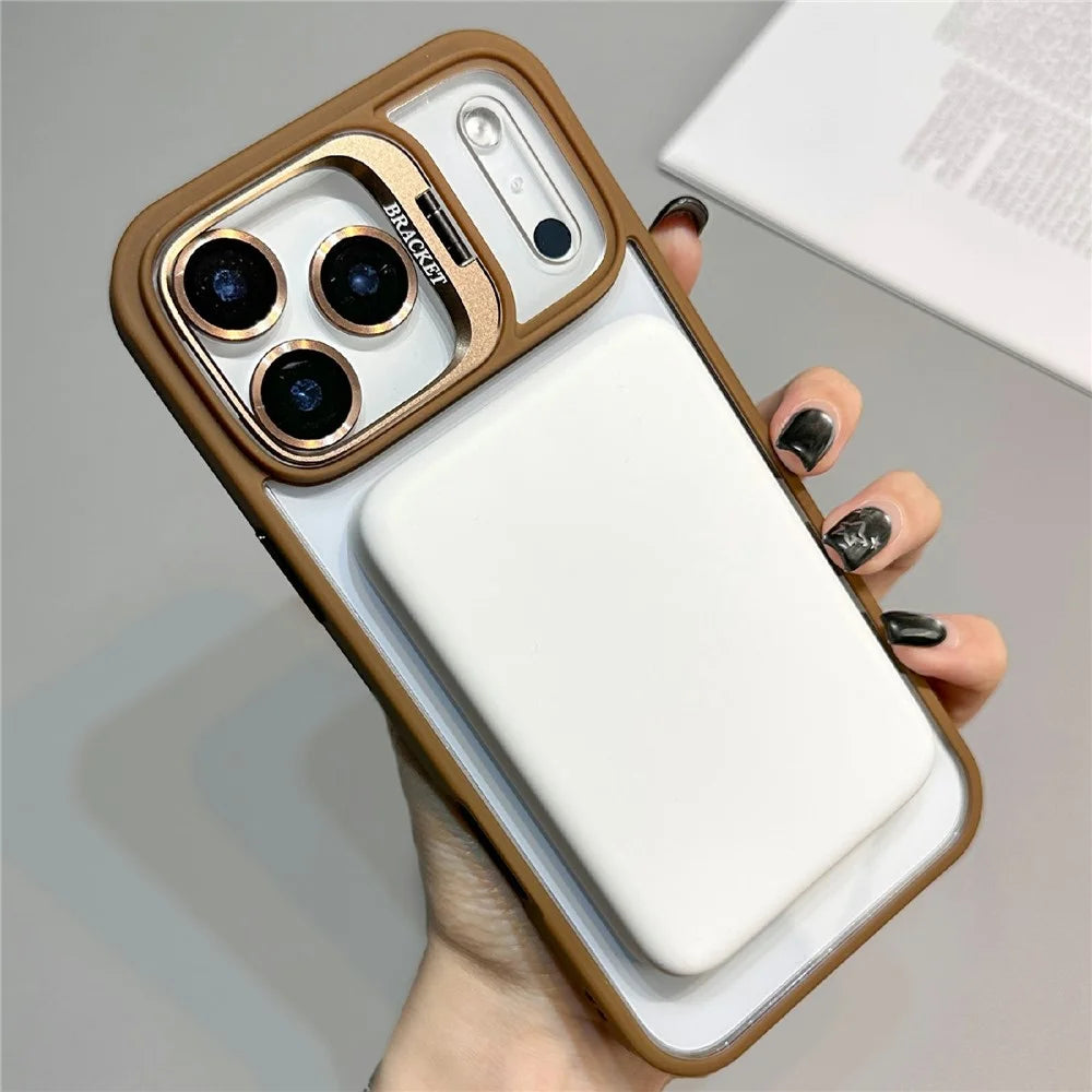 For iPhone 18 Pro / 17 Pro Case Compatible with MagSafe TPU Acrylic Phone Cover with Lens Frame Kickstand  /  Lens Film - Dark Purple - 3