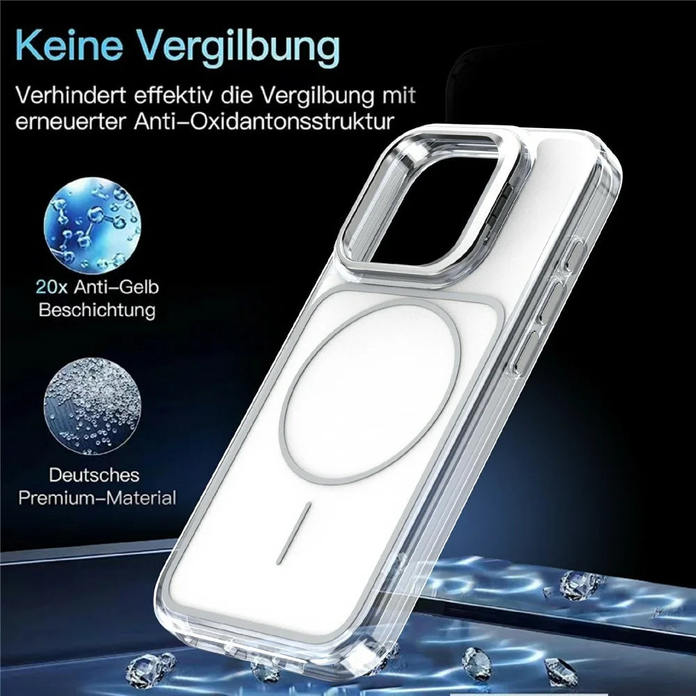 For iPhone 15 Pro Max Magnetic Case Matching Color Lens Kickstand TPU PC Phone Cover Compatible with MagSafe - White - 7
