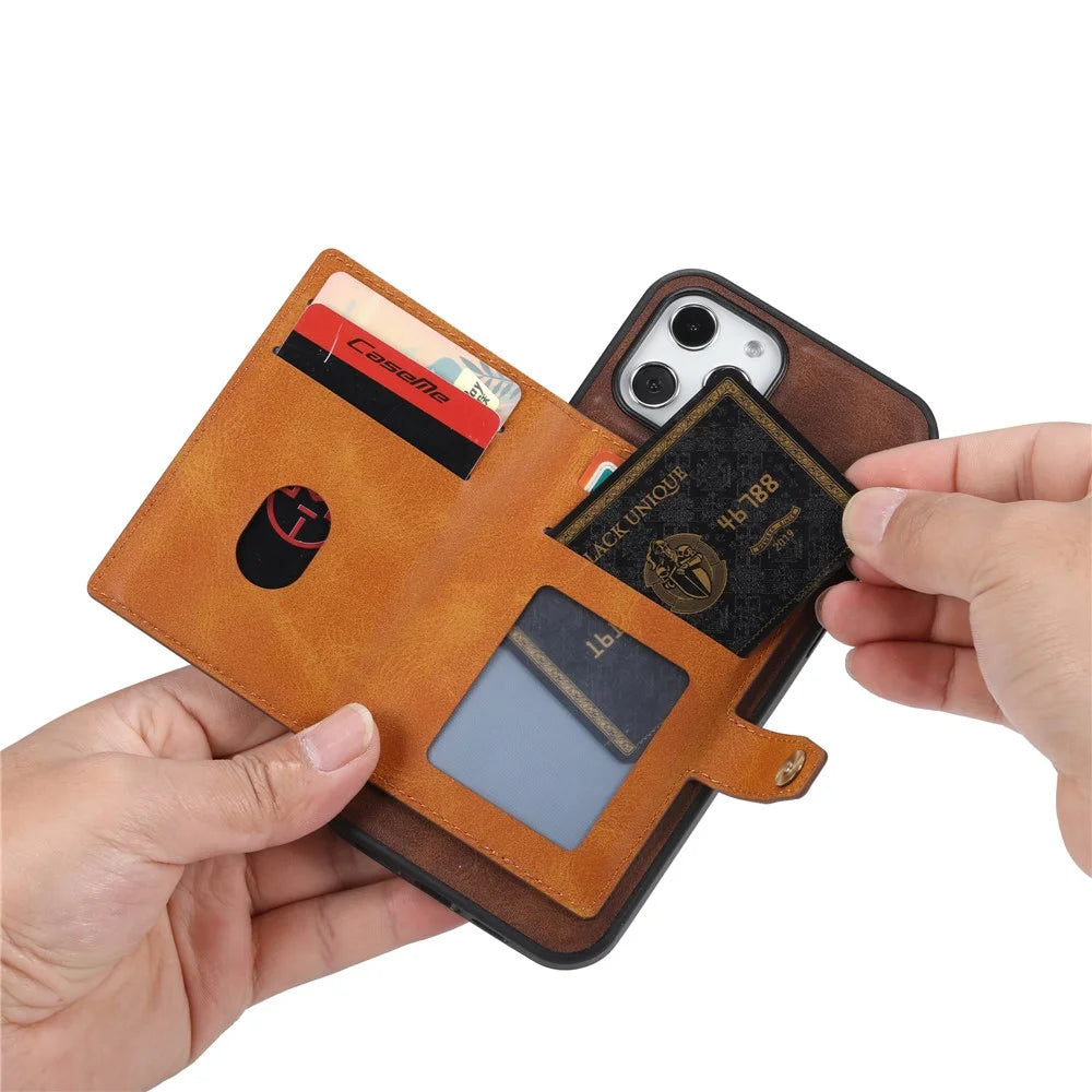 For Samsung Galaxy S26 Case Calf Texture Card Holder PU Leather + TPU Kicsktand Phone Cover - Black - 5