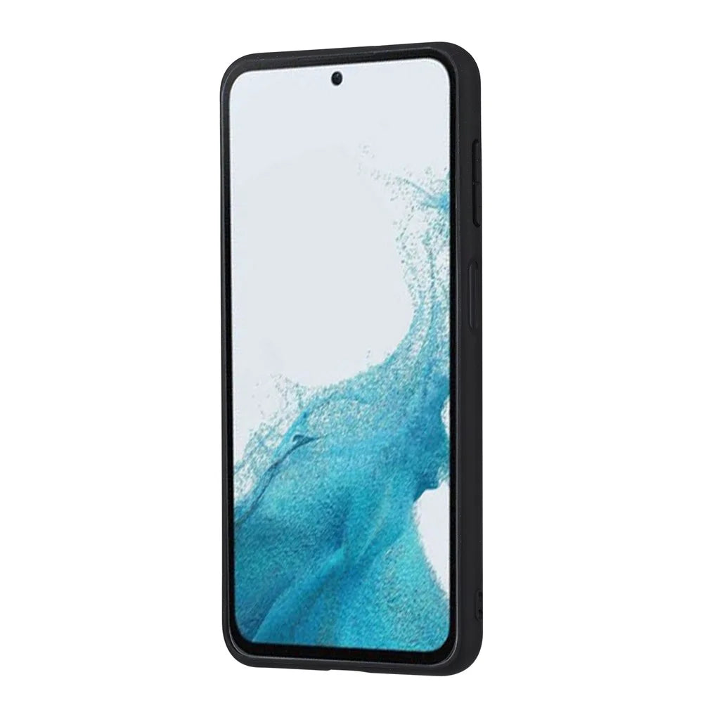 For Samsung Galaxy S26 Case Calf Texture Card Holder PU Leather + TPU Kicsktand Phone Cover - Black - 7