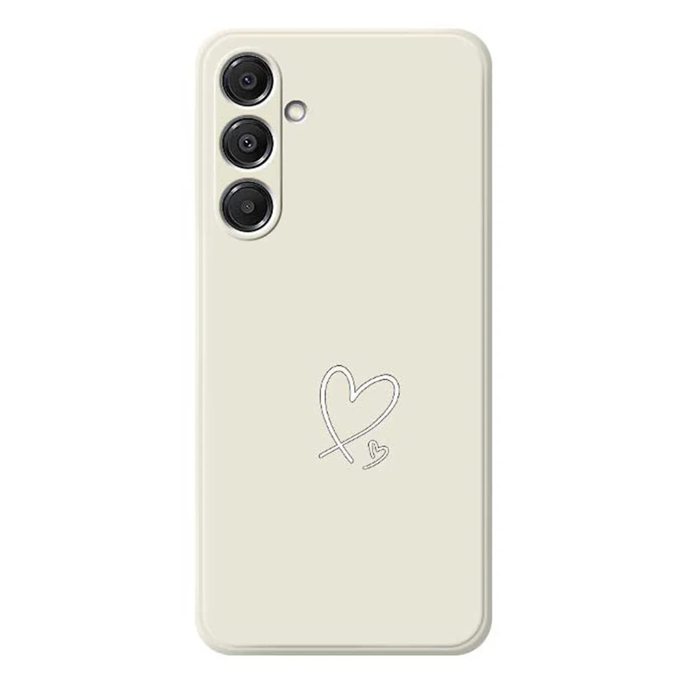 For Samsung Galaxy A37 5G Case White Love Pattern Printing Straight Edge TPU Phone Back Cover - Beige - 1