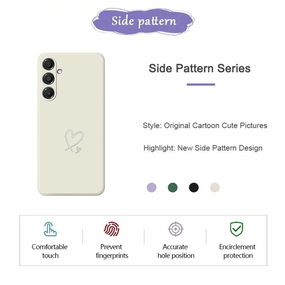 For Samsung Galaxy A37 5G Case White Love Pattern Printing Straight Edge TPU Phone Back Cover - Beige - 2