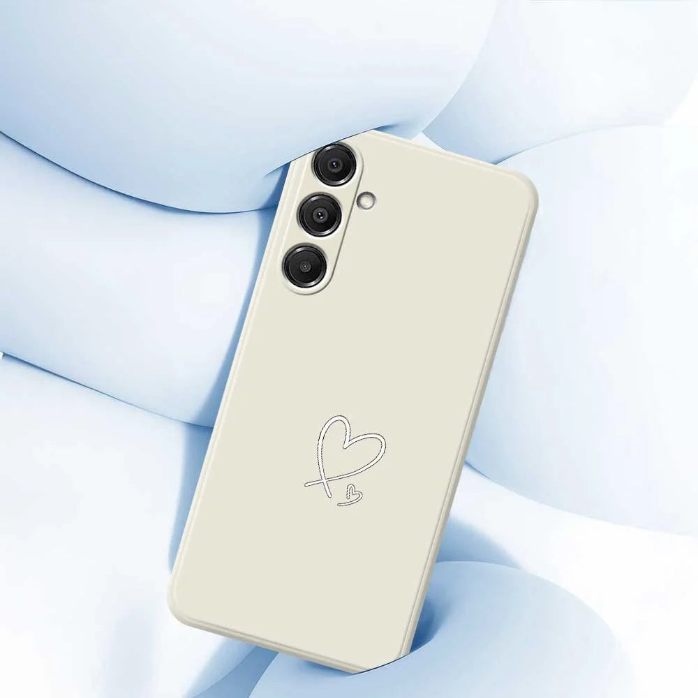 For Samsung Galaxy A37 5G Case White Love Pattern Printing Straight Edge TPU Phone Back Cover - Beige - 5