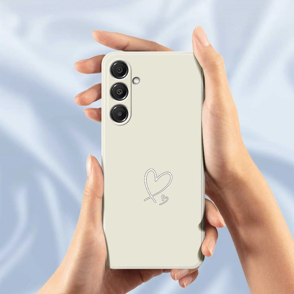 For Samsung Galaxy A37 5G Case White Love Pattern Printing Straight Edge TPU Phone Back Cover - Beige - 6