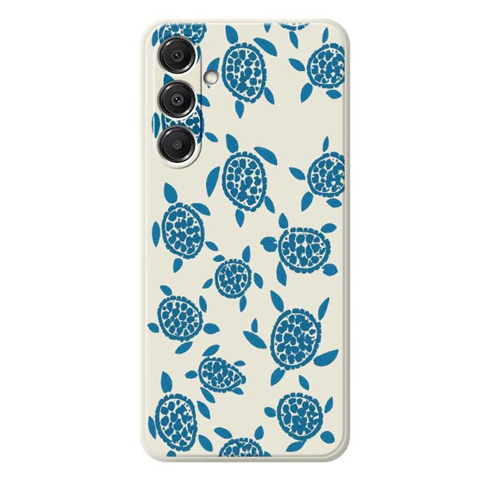For Samsung Galaxy S26 Case Blue Turtle Pattern Printing Straight Edge TPU Phone Back Cover - Beige - 1
