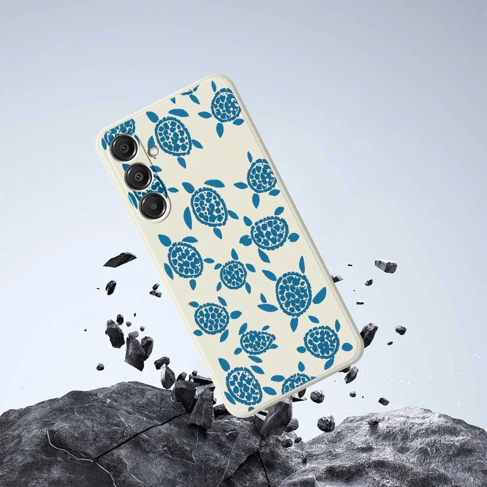 For Samsung Galaxy S26 Case Blue Turtle Pattern Printing Straight Edge TPU Phone Back Cover - Beige - 7