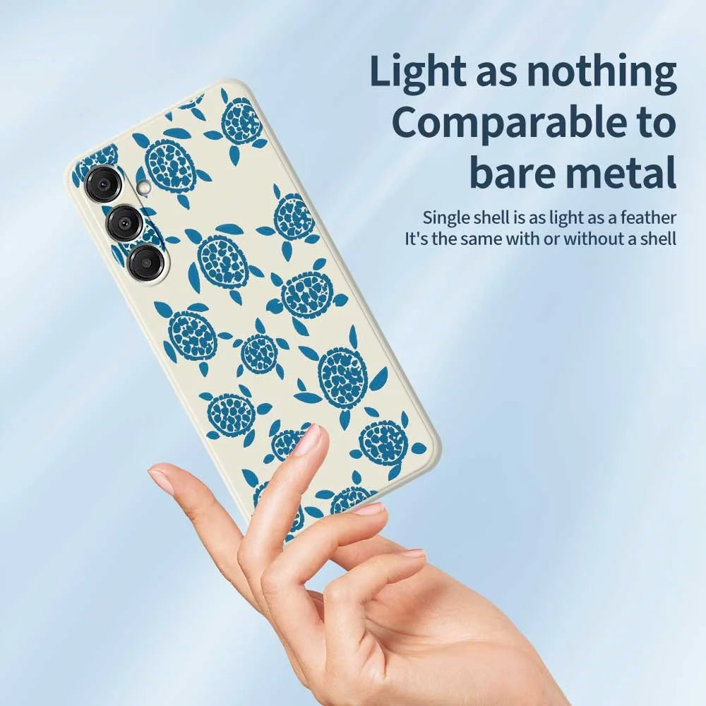 For Samsung Galaxy S26+ Case Blue Turtle Pattern Printing Straight Edge TPU Phone Back Cover - Beige - 4