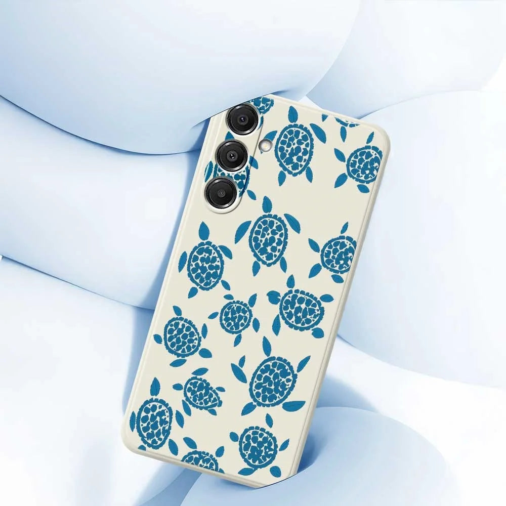 For Samsung Galaxy S26+ Case Blue Turtle Pattern Printing Straight Edge TPU Phone Back Cover - Beige - 5