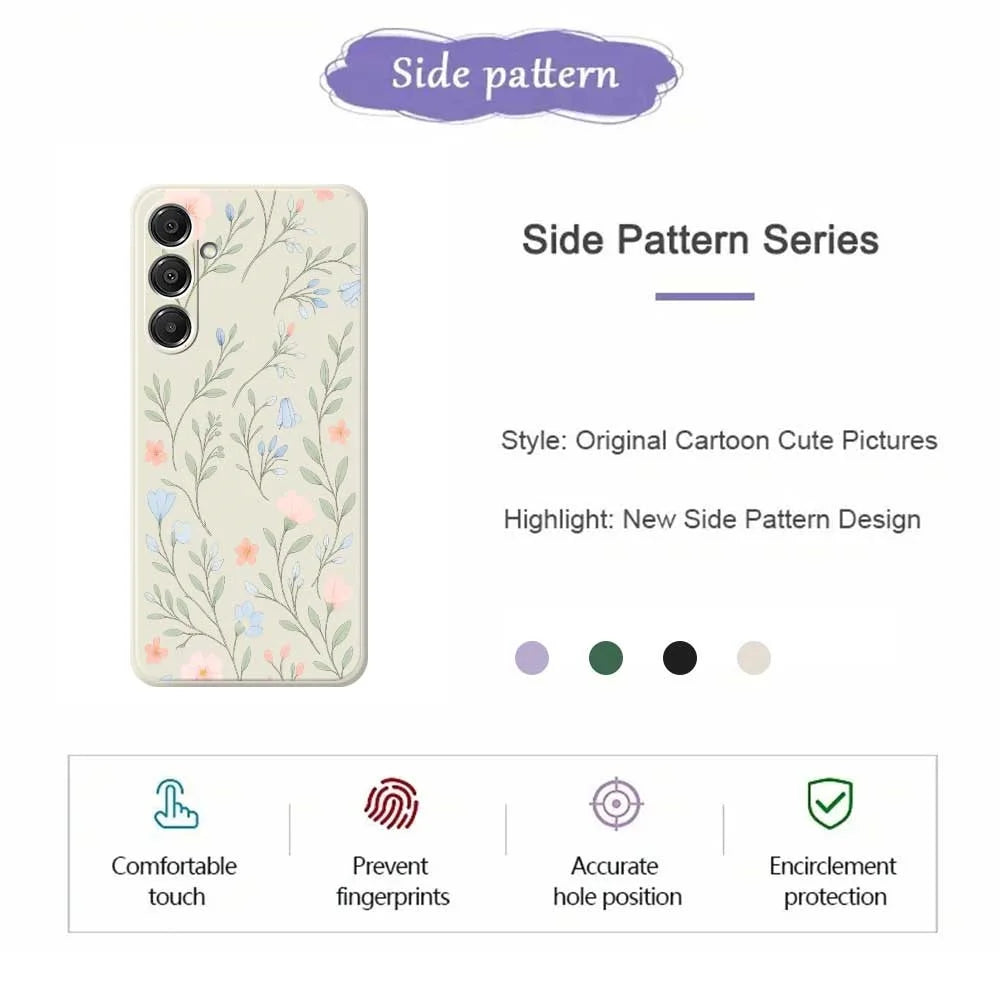For Samsung Galaxy S26 Case Pink Blue Flowers Pattern Printing Straight Edge TPU Phone Back Cover - Beige - 2