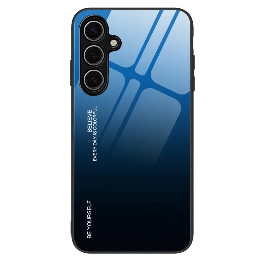 For Samsung Galaxy A57 5G Case Gradient Color Tempered Glass + TPU Phone Cover - Blue  /  Black - 1