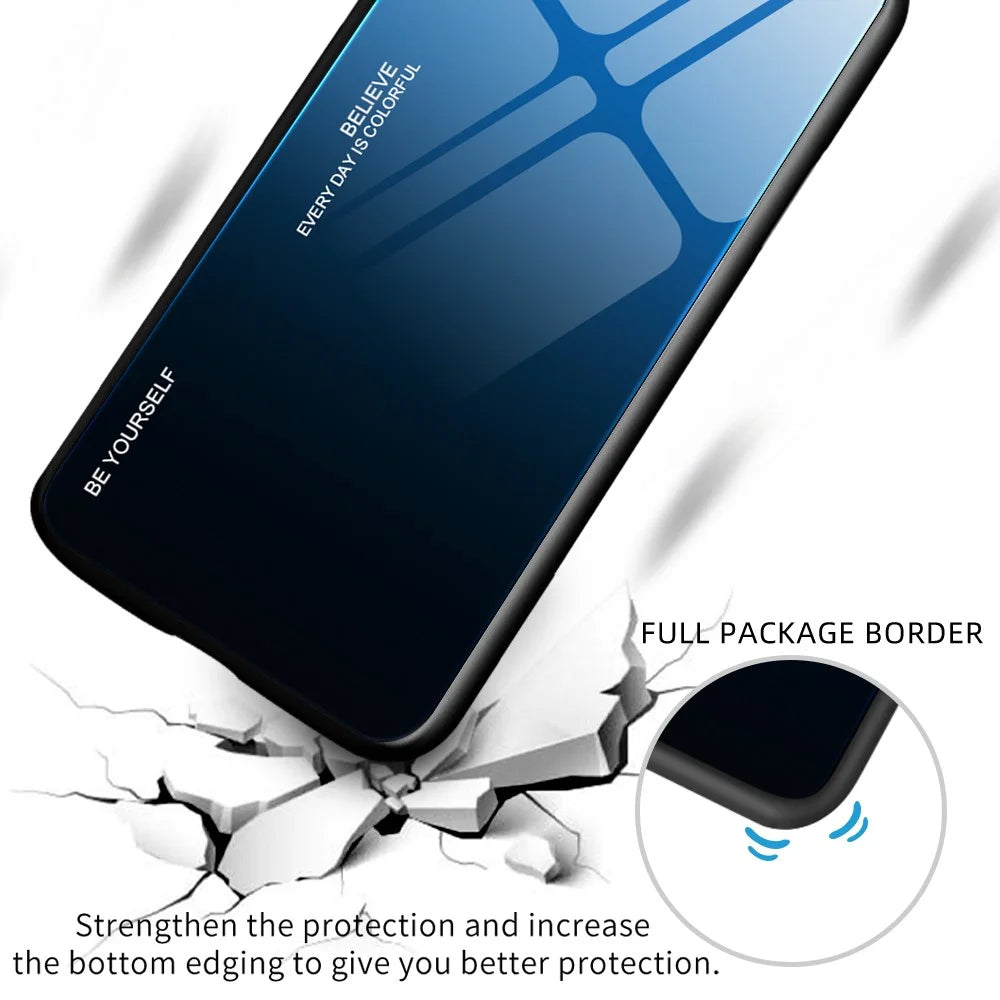 For Samsung Galaxy A57 5G Case Gradient Color Tempered Glass + TPU Phone Cover - Blue  /  Black - 2