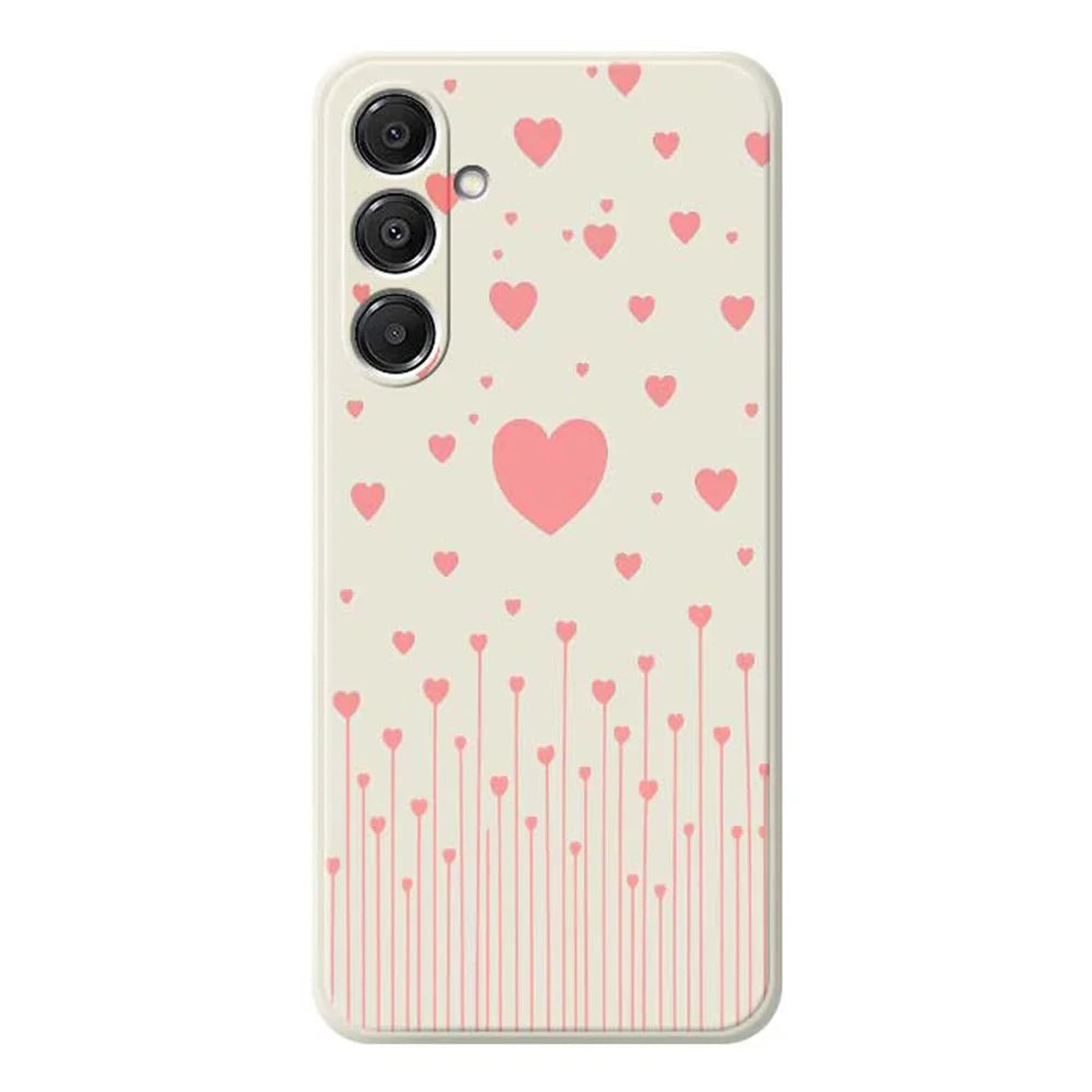 For Samsung Galaxy A57 5G Case Pink Love Pattern Printing Straight Edge TPU Phone Back Cover - Beige - 1