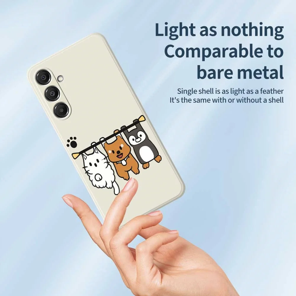 For Samsung Galaxy S26+ Case Three Animal Dolls Pattern Printing Straight Edge TPU Phone Back Cover - Beige - 4
