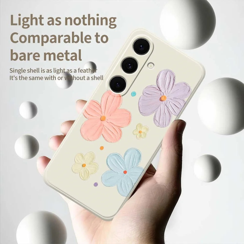 For Samsung Galaxy A57 5G Case Four Color Flowers Pattern Printing Straight Edge TPU Phone Back Cover - Beige - 4