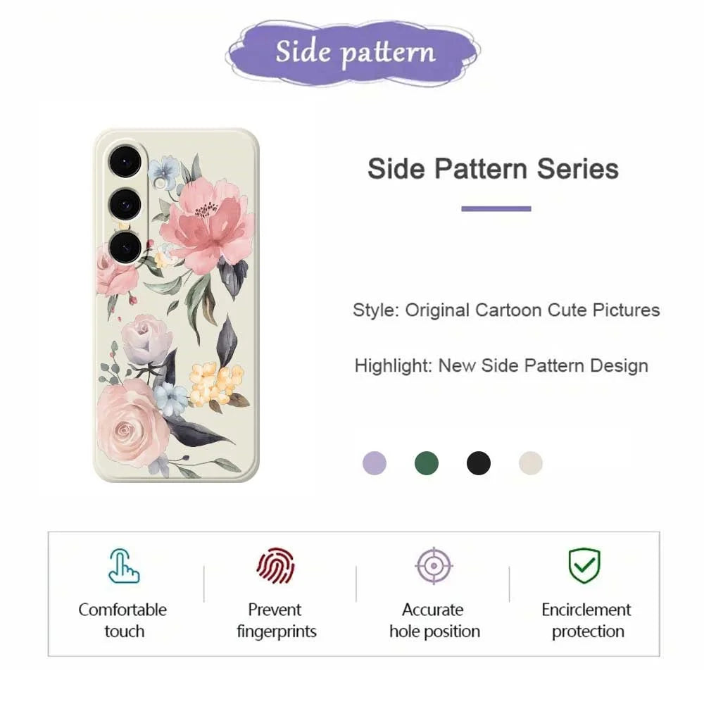 For Samsung Galaxy A57 5G Case Big Flowers Pattern Printing Straight Edge TPU Phone Back Cover - Beige - 2