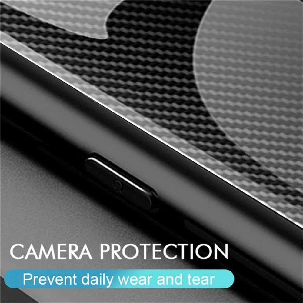 For Samsung Galaxy A18 5G / A18 4G / A17 5G / A17 4G Case Carbon Fiber Texture Tempered Glass+TPU Phone Cover - Black - 4