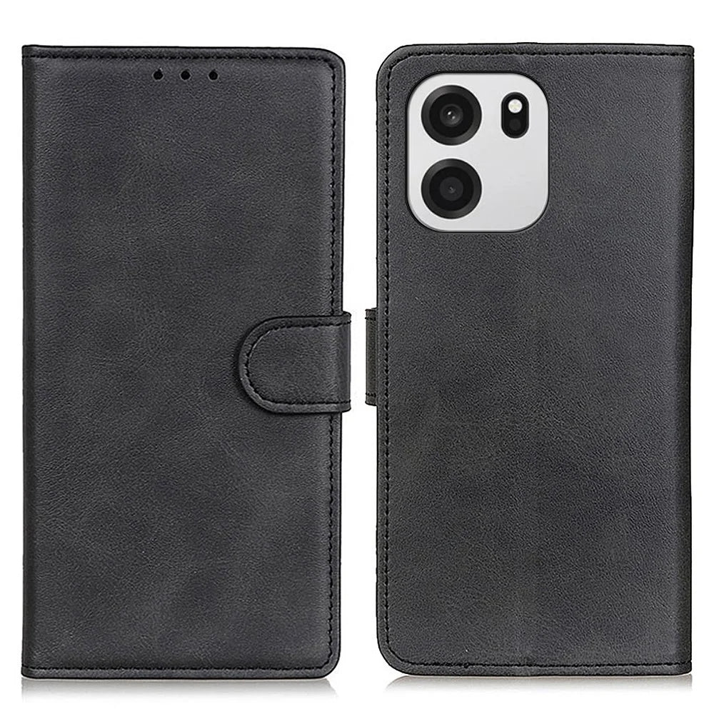 For OnePlus Nord CE6 5G / Nord 6 5G / Turbo 6V 5G / Turbo 6 5G Case Cowhide Texture Leather Wallet Stand Phone Cover - Black - 1