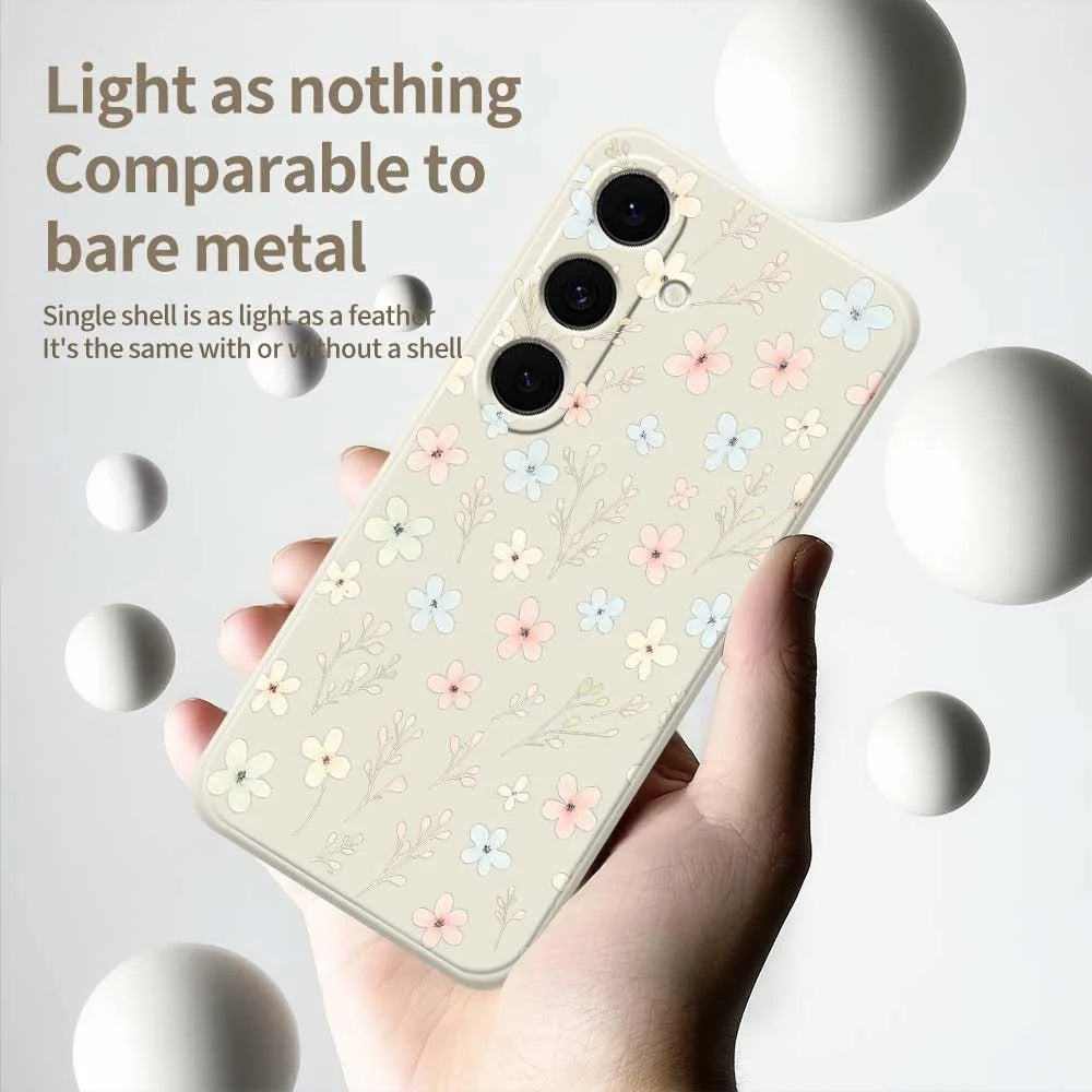 For Samsung Galaxy A37 5G Case Small Flower Branches Pattern Printing Straight Edge TPU Phone Back Cover - Green - 4