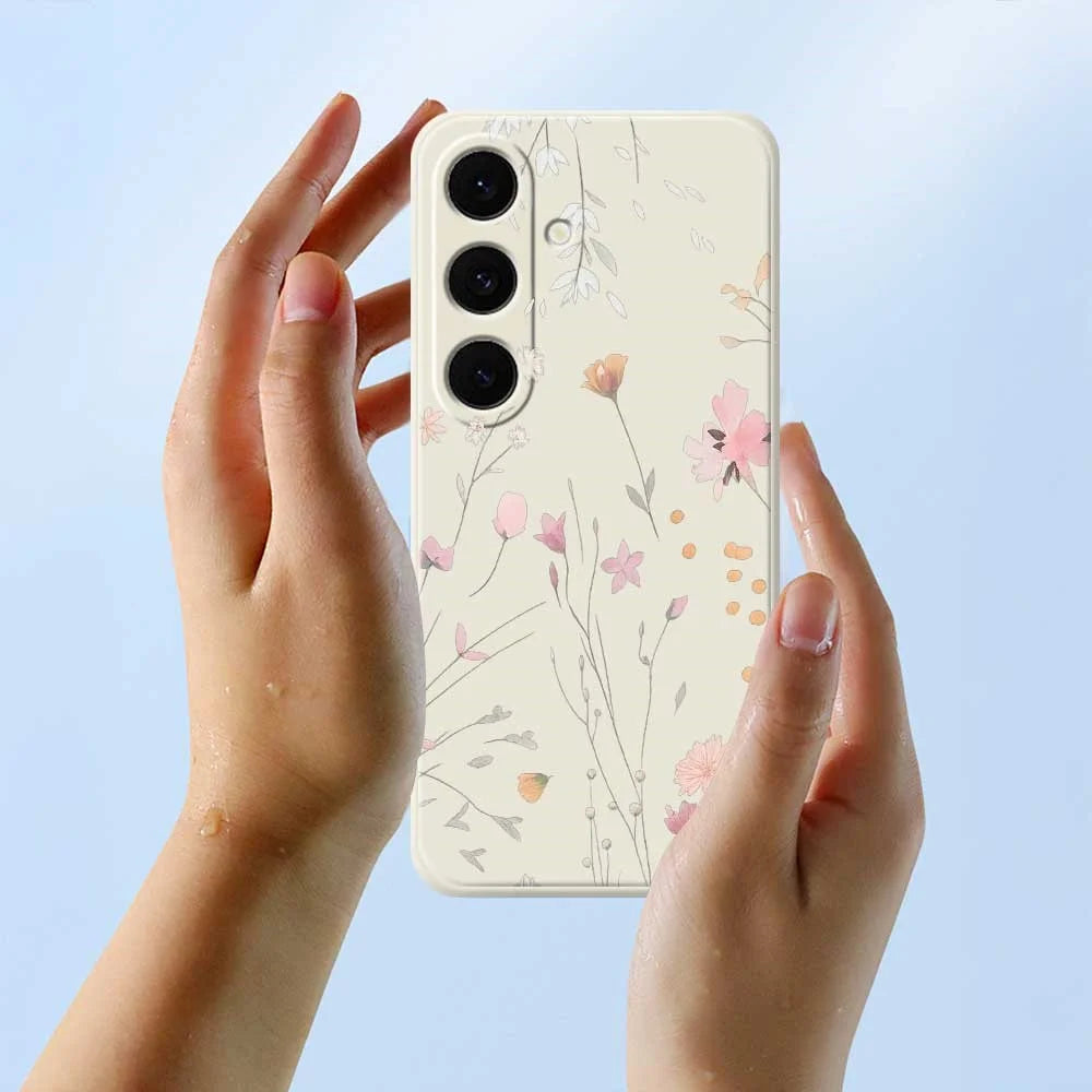 For Samsung Galaxy A57 5G Case Flower Pattern Printing Straight Edge TPU Phone Back Cover - Beige - 6