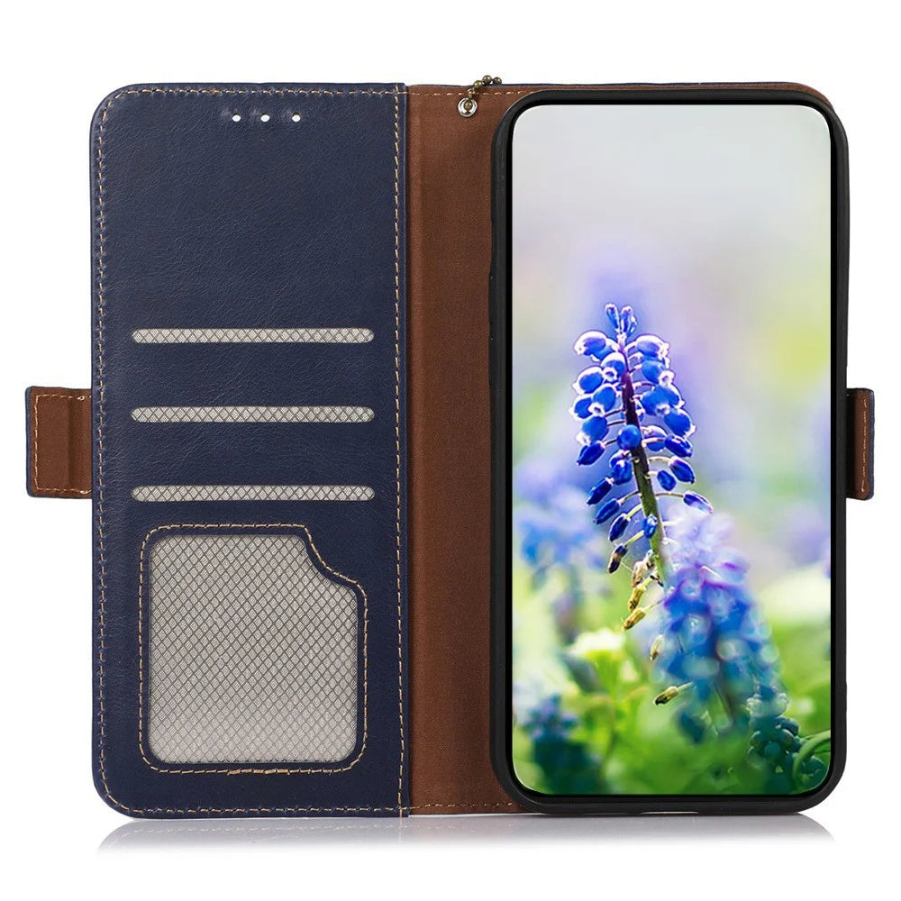 For OnePlus Nord CE6 5G / Nord 6 5G / Turbo 6V 5G / Turbo 6 5G Case RFID Blocking Genuine Cow Leather Wallet Phone Cover - Blue - 2