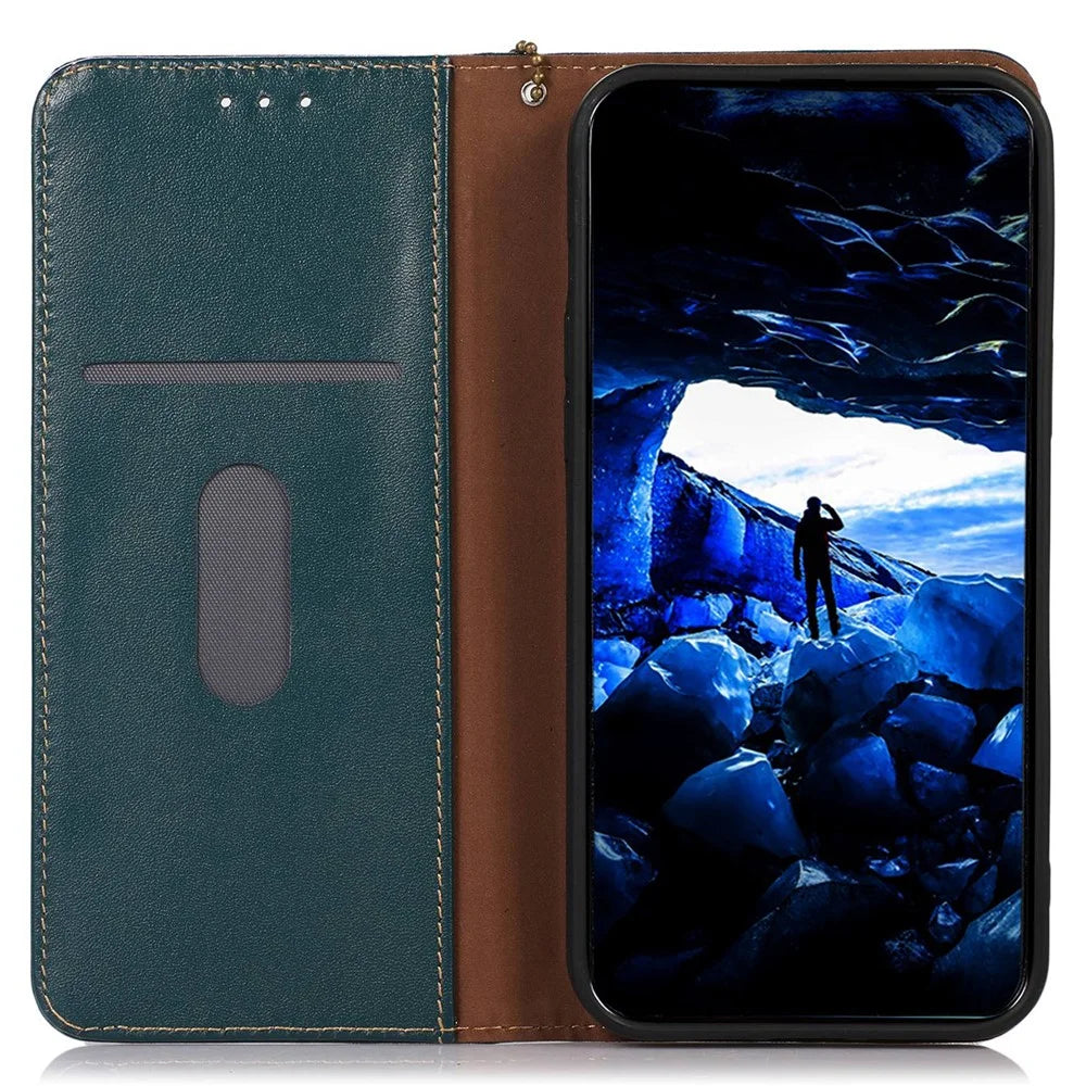 KHAZNEH For OnePlus Nord CE6 5G / Nord 6 5G / Turbo 6V 5G / Turbo 6 5G Case Wallet Genuine Cow Leather Phone Cover Nappa Texture - Green - 2