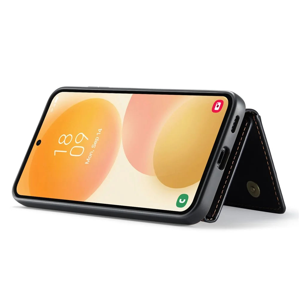 DG.MING M2 Series for Samsung Galaxy A57 5G Magnetic Case PU + PC + TPU Phone Cover Detachable Wallet Kickstand - Black - 4
