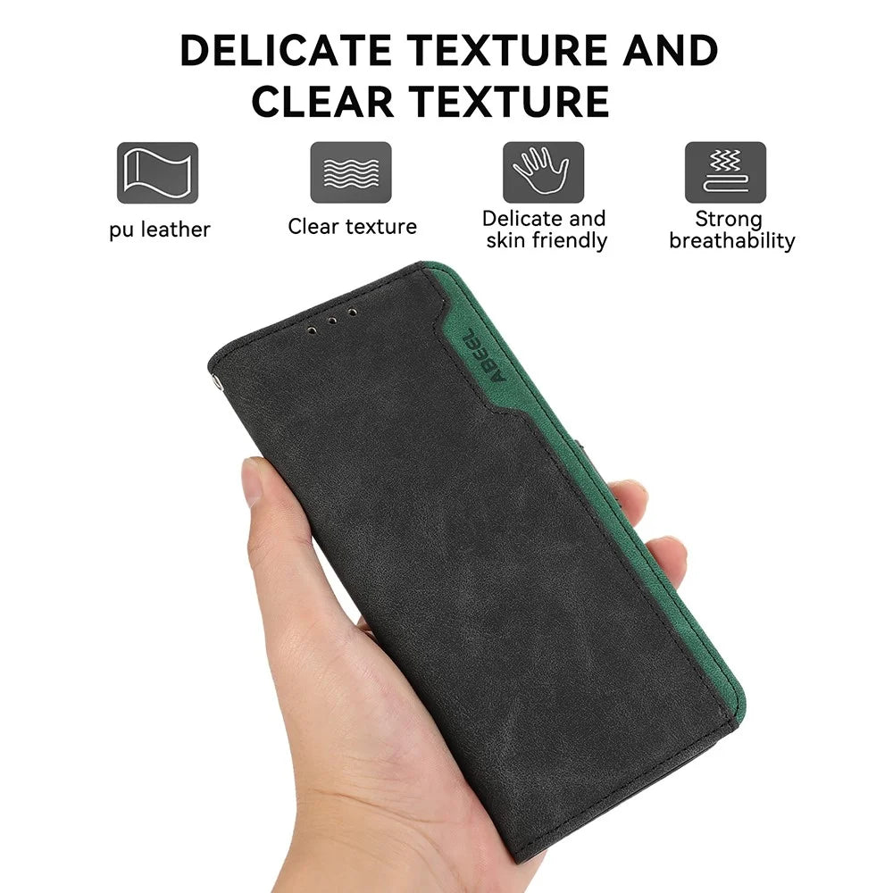 ABEEL For OnePlus Nord CE6 5G / Nord 6 5G / Turbo 6V 5G / Turbo 6 5G Case Color Splicing Leather Flip Phone Cover RFID Blocking - Black - 7