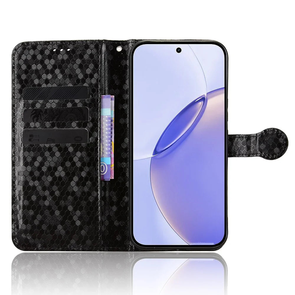 For Realme 16 Pro 5G Wallet Case Dot Pattern Imprint PU Leather Phone Cover with Wrist Strap - Black - 2